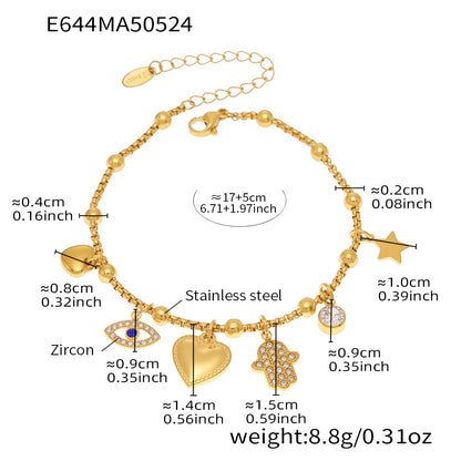 B廠 【E638】INS風不鏽鋼18k真金5A鋯石幾何多配件DIY手鍊腳鍊夏日飾品 25.06-1