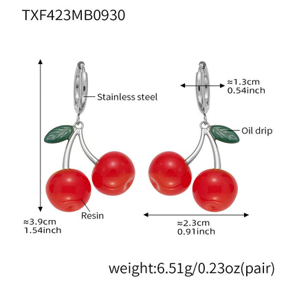 B廠【TXP423】 櫻桃項鍊潮趣水果耳環 ins網紅清新可愛少女時尚珠寶首飾
 25.10-2