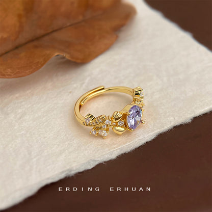 A廠【5925】厚鍍18K真金保色！鑲嵌鋯石實物很閃！開口可調式戒指戒指 食指戒 25.05-1