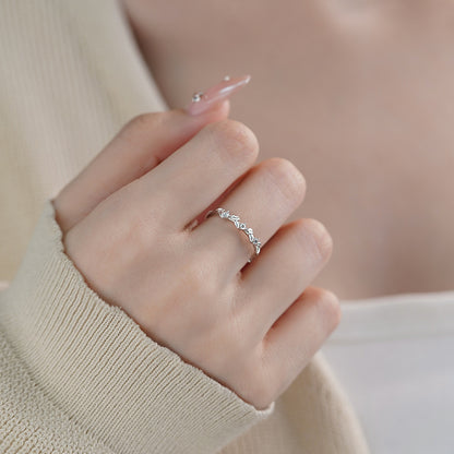 D廠【YC5034R】S999足銀輕奢樹葉戒指女百搭高級感氛圍感森繫小清新開口電鍍 25.03-4