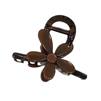 C廠【X16】棕色醋酸花朵一字頭髮抓夾女2026新款大號後腦勺鯊魚夾子髮夾髮飾
 26.03-3