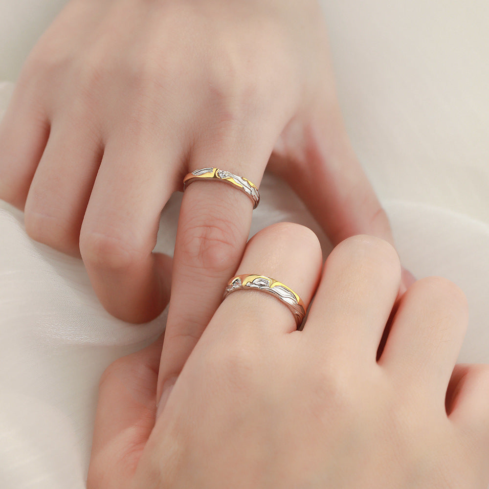 D廠【YC4442R】原創足銀S999熔岩紋理情侶對戒冷淡風輕奢款個性手飾
 25.11-4