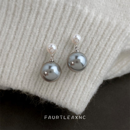 C廠【7069】S家玻璃珍珠高品質秋冬灰色繫新款耳飾 時尚高級感老錢風
 25.11-2