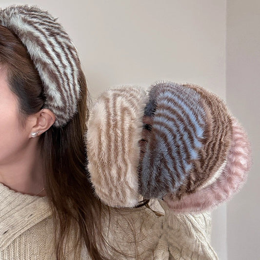 C廠【P86】秋冬毛絨豹紋寬邊髮箍女高級感頭箍高顱頂髮卡洗臉壓髮捆百搭髮飾
 25.12-3「C廠-單筆結帳需滿，NT$500出貨(不含運費)」