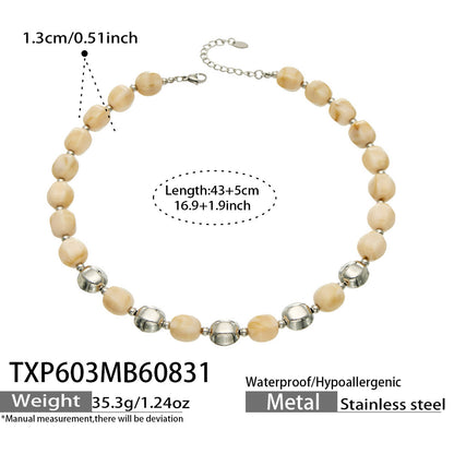 B廠【TXP603】歐美輕奢風不銹鋼金珠復古樹脂彩色手飾小眾手鍊項鍊女套裝飾品
 26.09-1