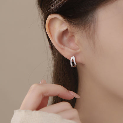 D廠【YC6014E】S999足銀簡約滴油鑲鑽耳環女設計感慵懶風法式2025爆款耳飾 25.03-4