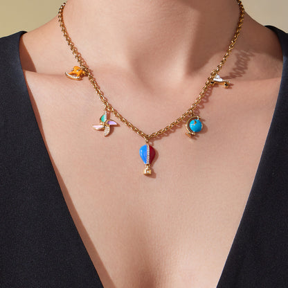 B廠【TXP422】跨境設計5A鋯石彩色滴油夏日水果多配件吊墜項鍊手鍊套裝女
 25.10-4