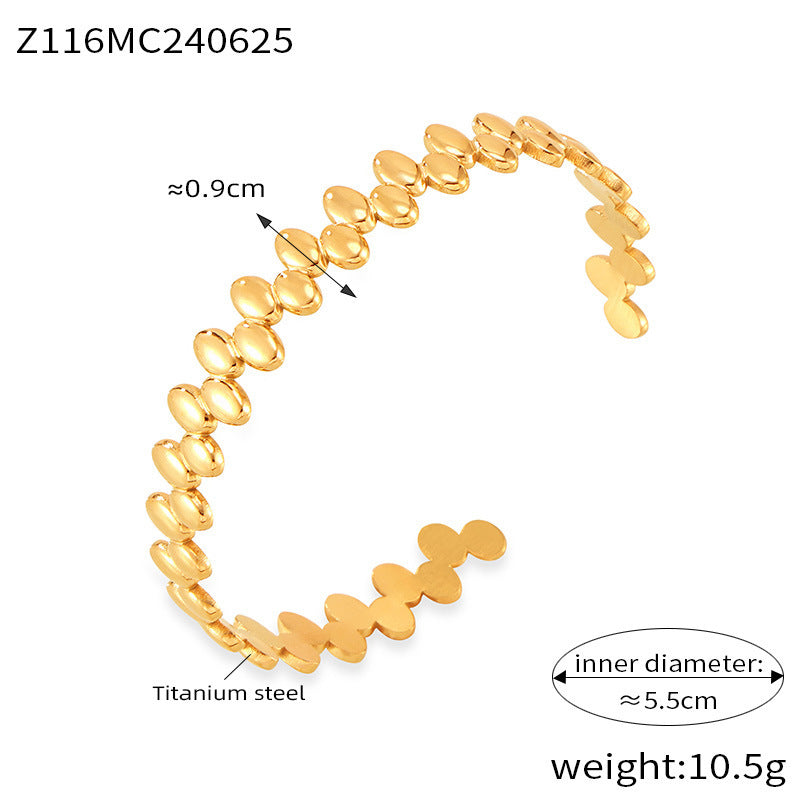 B廠【Z116】法式復古ins網紅新款幾何開口手環18K鍍真金鈦鋼手飾設計感女 24.07-1