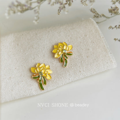 A廠【7228】原創花朵手工彩繪925銀針琺瑯滴釉牡丹花耳環氣質優雅甜美 耳飾女
 25.12-2