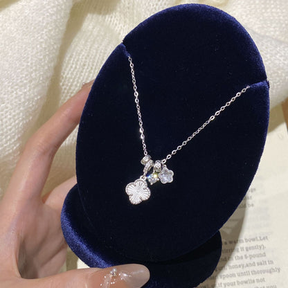 F廠【XDQ0012N】S925純銀鐳射四葉草項鍊女輕奢高級感閃鋯花朵精緻鎖骨鏈
 25.10-5