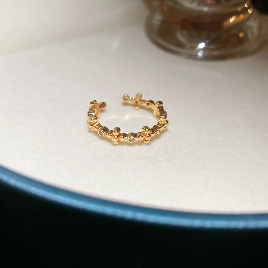 A廠【HR2797】18k真金電鍍鋯石開口戒指小眾高級感氣質食指戒精緻輕奢百搭手飾
 25.11-1