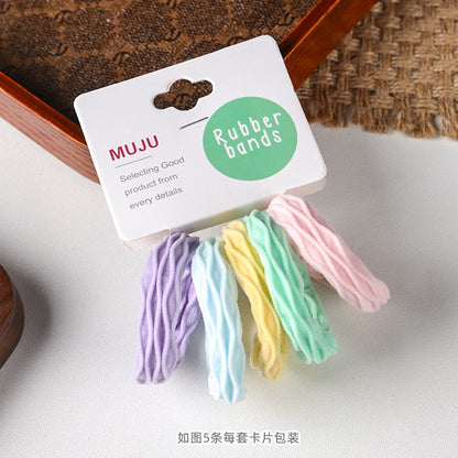 C廠【B246】5條卡裝髮圈高彈性毛巾圈無接縫髮繩時尚提花波浪頭繩無痕皮筋 25.03-2「C廠-單筆結帳需滿，NT$500出貨(不含運費)」