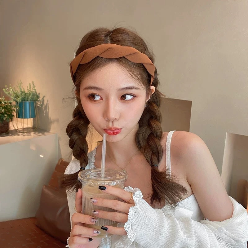 C廠【C307】秋冬復古麻花辮子髮箍女高級感美拉德髮飾頭扣壓髮卡高顱頂頭箍
 25.11-4「C廠-單筆結帳需滿，NT$500出貨(不含運費)」