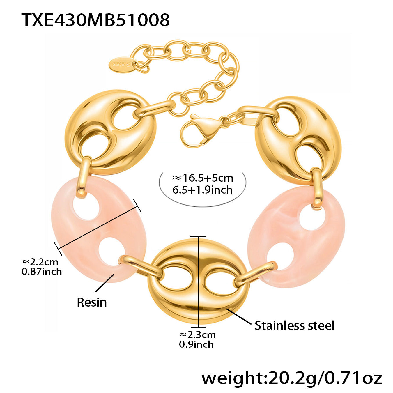 B廠【TXP430】不銹鋼豬鼻子樹脂項鍊多色時尚手工鍊鍍18k金項鍊手鍊耳環
 25.10-3