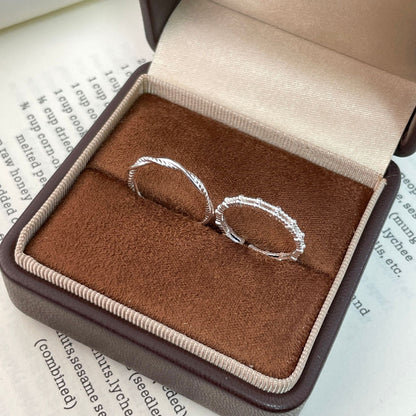 E廠【XDQ8005R】S925純銀韓版時尚交叉麻花戒指女簡約珠點雙層疊戴開口指環潮
 26.06-4