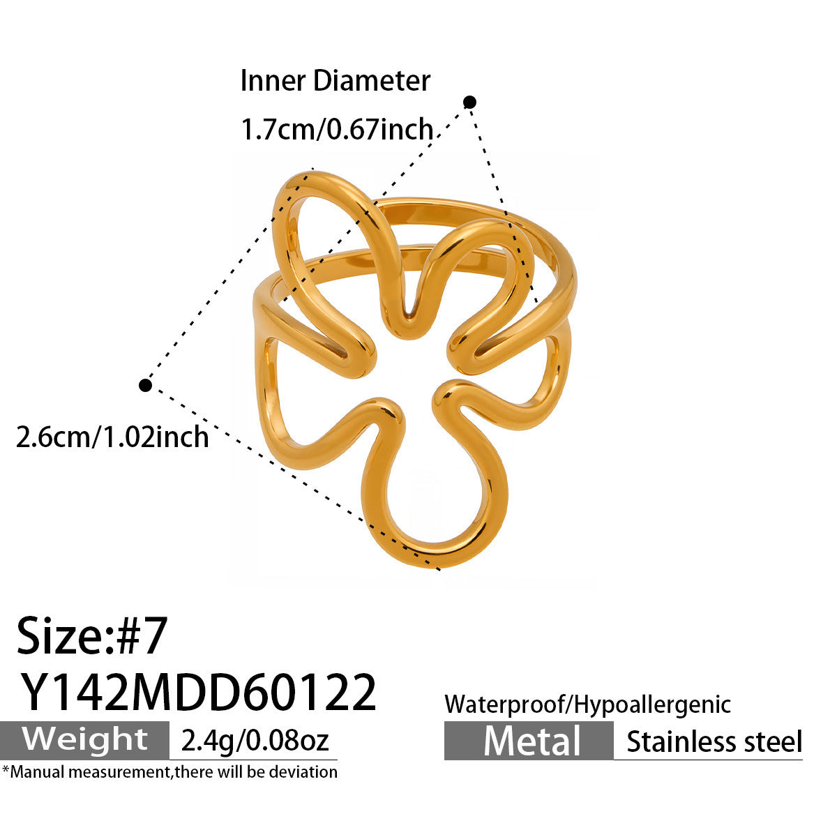 B廠【Y136】歐美ins簡約設計幾何型素圈戒指組合不鏽鋼鍍金小眾時尚開口指環
 26.01-4
