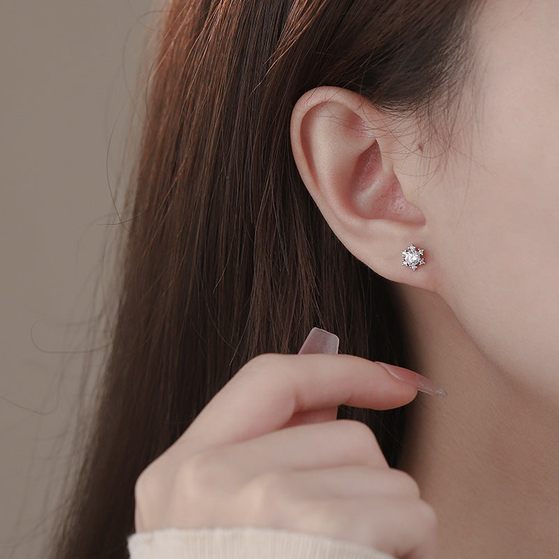 D廠【YC6341E】S999足銀雪花耳環冬季爆款簡約高級感氣質精緻養耳洞耳飾 26.07-3