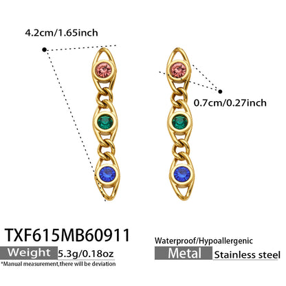 B廠【TXP615】歐美流行多巴胺高級感彩色鋯石不銹鋼手鍊項鍊不掉色時尚女鎖骨鏈
 26.09-3