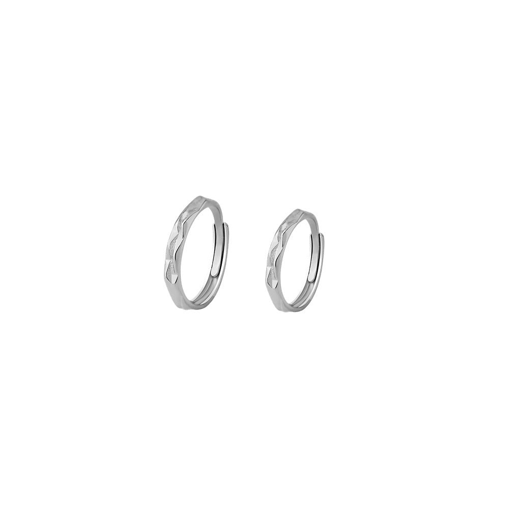 E廠【XDQ8007R】S999純銀高級感不規則肌理情侶戒指小眾精緻糖紙開口對戒男女
 26.06-4