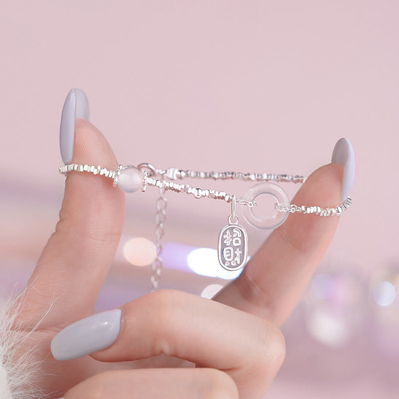 E廠【YC5320SL】S999足銀平安扣國風手鍊女小眾文藝清新氣質高級感設計手飾
 25.10-3
