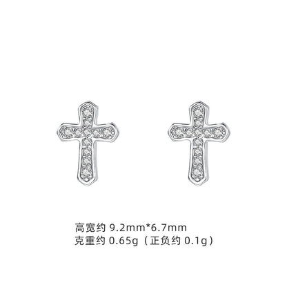 E廠【XDQ10071E】S999純銀十字架系列耳環甜酷風滴黑油耳骨釘男女疊戴百搭耳飾
 26.01-1