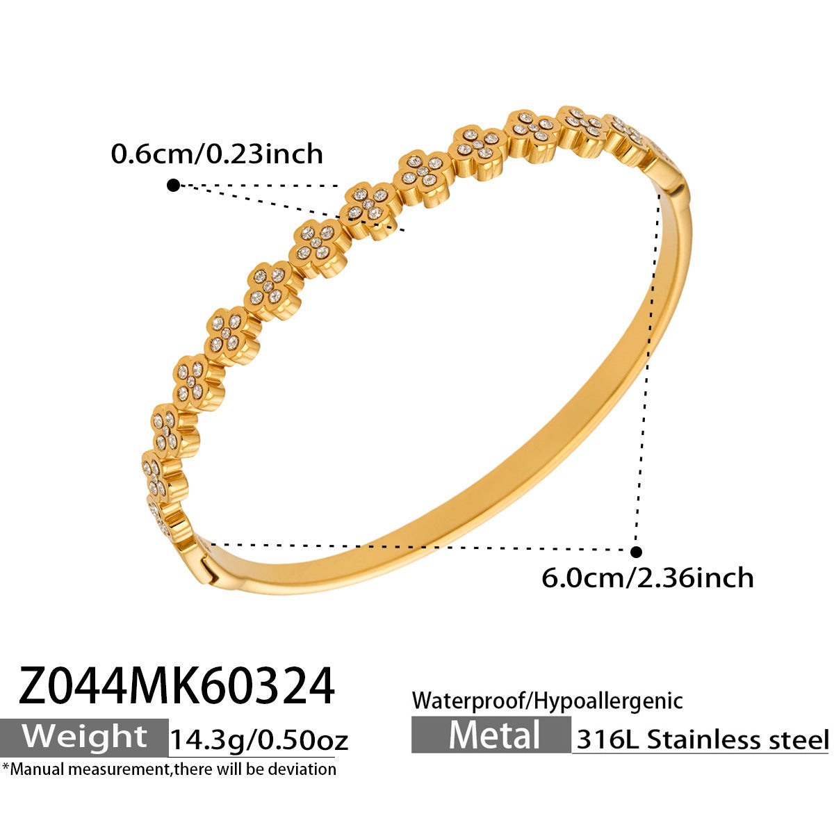 B廠【Z044】歐美高質感鑲5A鋯石細圈卡扣手環組合鍍18k金滿鑽輕奢高質感手環
 26.04-1