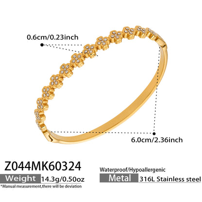 B廠【Z044】歐美高質感鑲5A鋯石細圈卡扣手環組合鍍18k金滿鑽輕奢高質感手環
 26.04-1