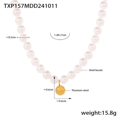 B廠【TXP157】飾品巴洛克貝珠項鍊手鍊女輕奢小圓球鈦鋼吊墜甜美首飾套裝 24.10-4