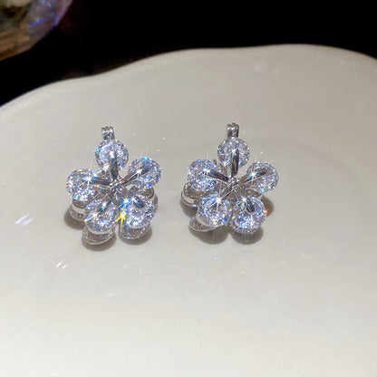A廠【WE5046】韓系ins鋯石花朵雙面耳扣溫柔甜美小眾氣質耳環輕奢高級感耳飾女
 25.11-1