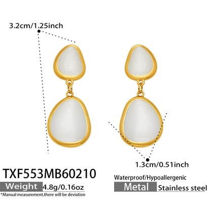 B廠【TXP553】歐美輕奢橢圓貓眼石項鍊手鍊耳環不鏽鋼鍍18k金首飾套裝
 26.10-4