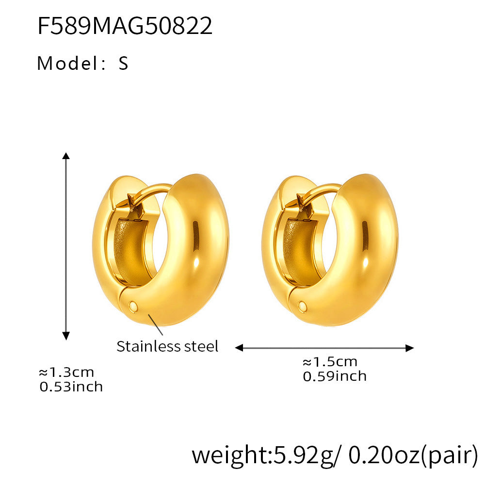 B廠【F589】歐美不鏽鋼精緻小巧時尚耳環簡約通勤百搭ins風耳飾鍍18k金 25.08-5