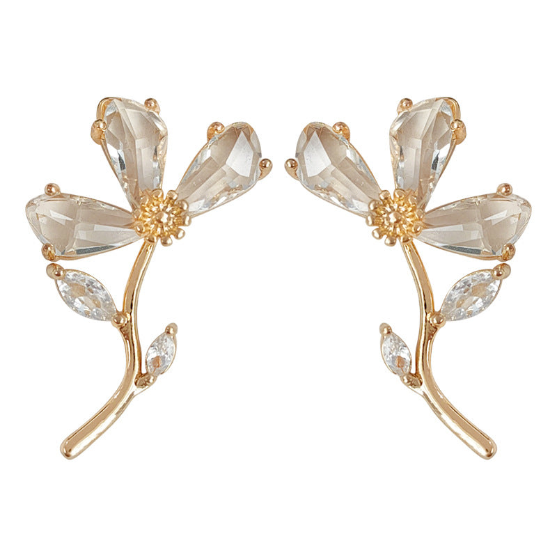 A廠【2730】超仙氣質鋯石花朵耳環女清新甜美高級感耳環時尚優雅耳飾
 25.12-1