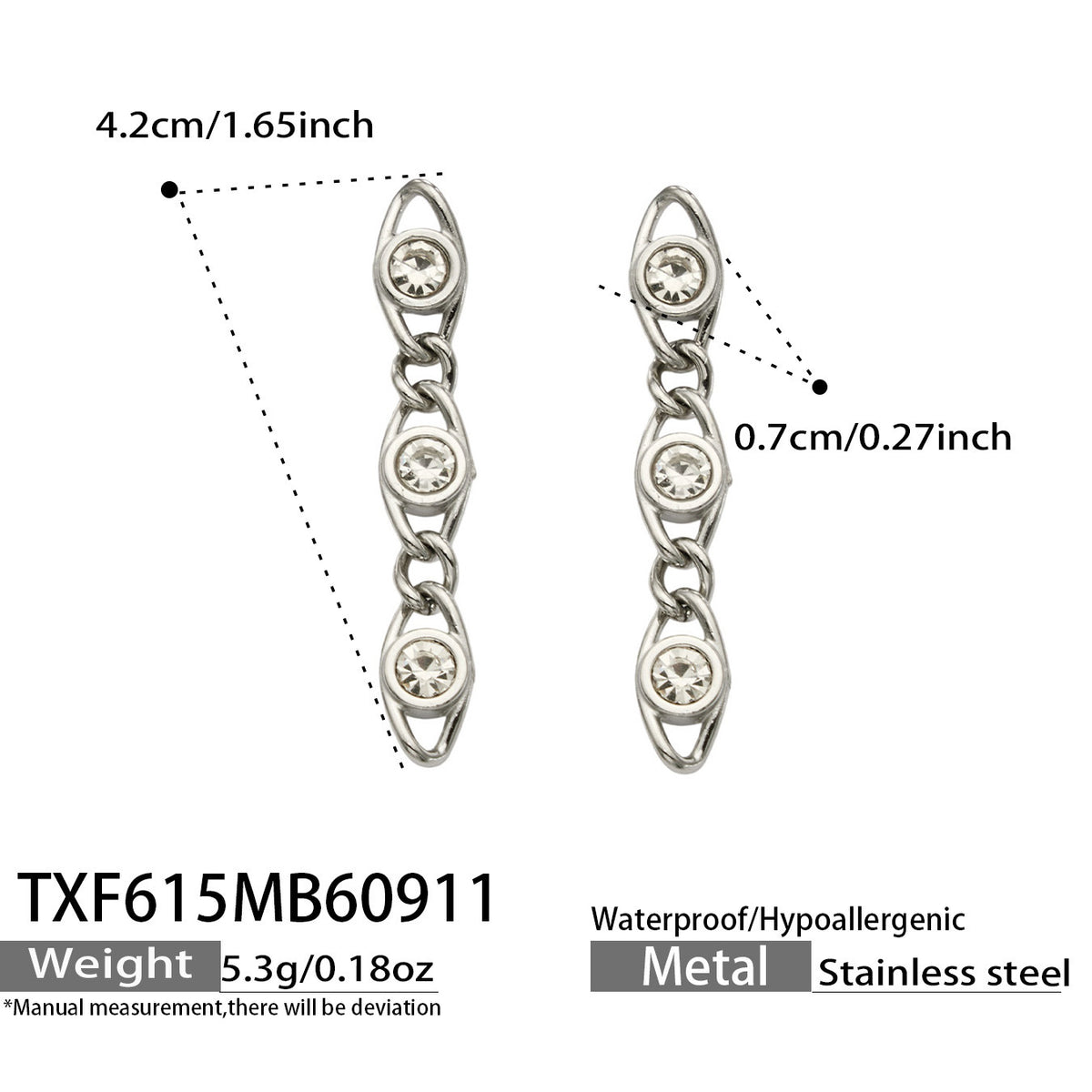 B廠【TXP615】歐美流行多巴胺高級感彩色鋯石不銹鋼手鍊項鍊不掉色時尚女鎖骨鏈
 26.09-3