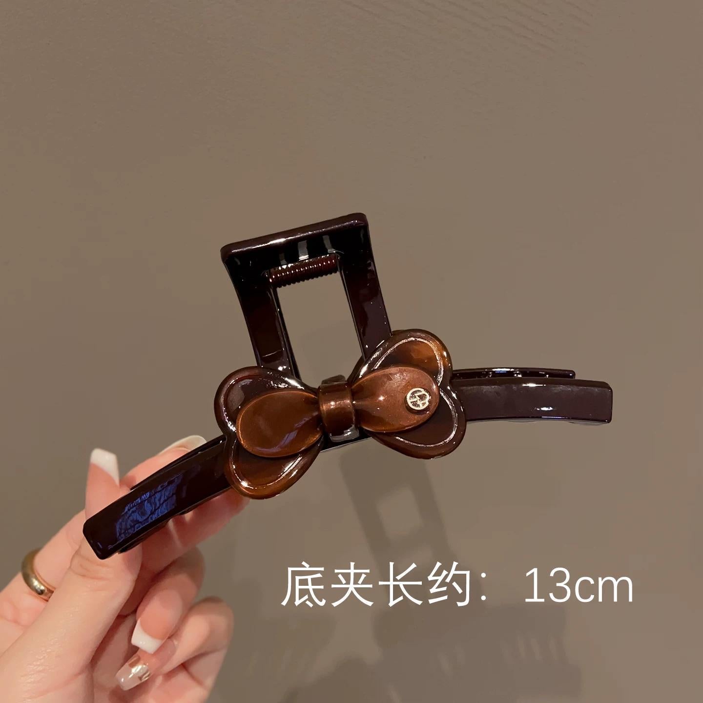 C廠【X169】美拉德棕色醋酸蝴蝶結抓夾氣質復古盤髮夾秋冬新款大鯊魚夾髮飾
 26.04-4「C廠-單筆結帳需滿，NT$500出貨(不含運費)」
