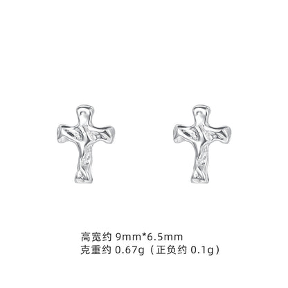 E廠【XDQ10071E】S999純銀十字架系列耳環甜酷風滴黑油耳骨釘男女疊戴百搭耳飾
 26.01-1