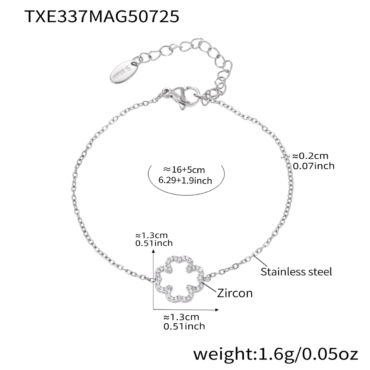 B廠【TXP337】超閃5A鋯石四葉花小鑽手鍊耳環項鍊套組不鏽鋼精緻女士飾品 25.08-1
