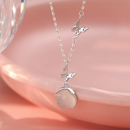 D廠【YC2043N】S999足銀蝴蝶玉髓項鍊高級輕奢小眾設計新款溫柔鎖骨鏈
 25.10-3