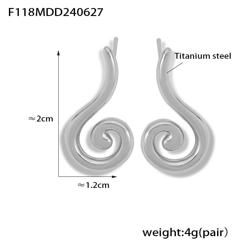 B廠【F118】波西米亞跨境新款幾何螺紋耳環鈦鋼鍍18k真金ins輕奢百搭耳飾 24.07-2