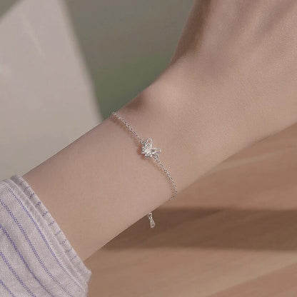 E廠【XDQ0177S】小眾設計感S999純銀雙層蝴蝶手鍊女簡約森系高級感手飾品
 26.04-3