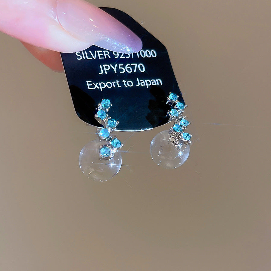 A廠【HE27705】925銀針鑲鑽水晶吊墜耳環夏日冰透簡約百搭氣質耳環輕奢高級感耳飾女 25.07-2