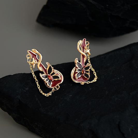 A廠【7452】原創歐美個性小眾設計師款吉他耳飾創意新款義烏飾品耳環
 26.04-1