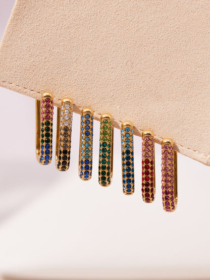 B廠【F836】跨國新款彩色5A鋯石長款U型耳扣耳圈不鏽鋼鍍18k真金不掉色
 25.11-2