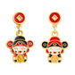 A廠【7231】新年手工彩繪琺瑯滴釉不對稱財神爺新款耳飾國潮民族風耳環
 25.12-2
