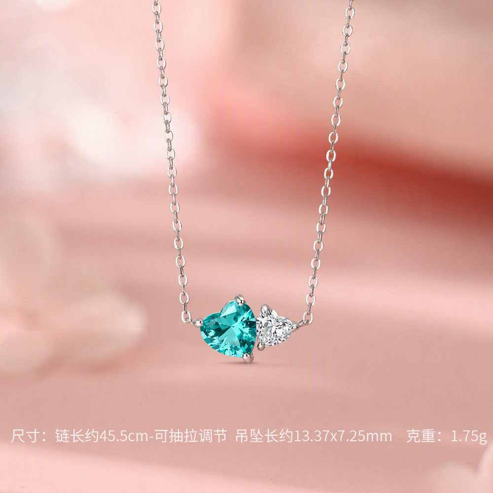 D廠【HE_60055N】 S925純銀雙愛心帕拉伊巴帕帕拉恰耳釘手鍊項鍊
 26.09-4
