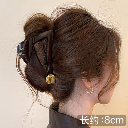 C廠【X509】簡約金標三角抓夾女高級感2026新款高階鯊魚夾後腦勺盤髮夾髮飾
 26.06-4