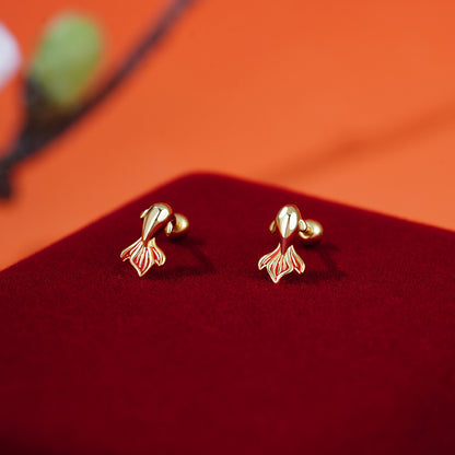 D廠【YC8690E】S999足銀上岸錦鯉防掉螺絲耳環本命年鴻運精緻耳飾 25.01-4