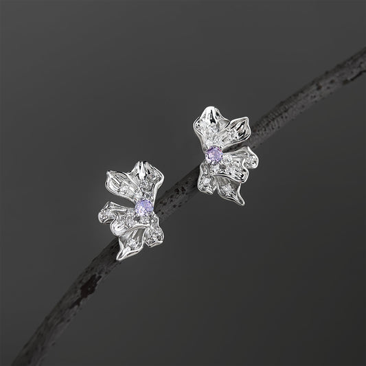 A廠【7326】液態原創高級感鋯石花朵耳環個性甜酷風新款925銀針耳飾飾品
 26.01-2