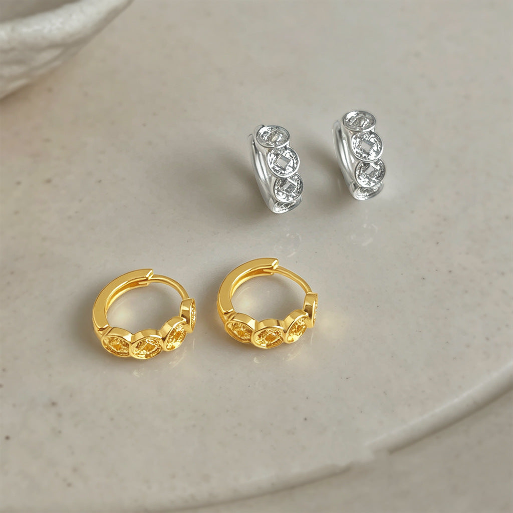 A廠【7932】【錢多多】時尚簡約個性小眾國潮新中式銅錢耳飾耳圈飾品
 26.08-1