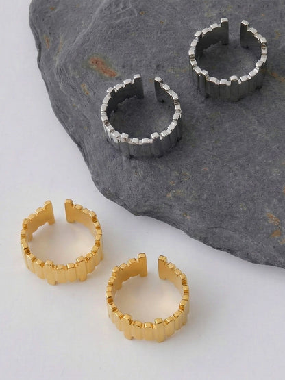 B廠【A314】歐美ins小眾設計不規則長條幾何開口戒指不鏽鋼鍍18k真金個性戒指
 26.01-1