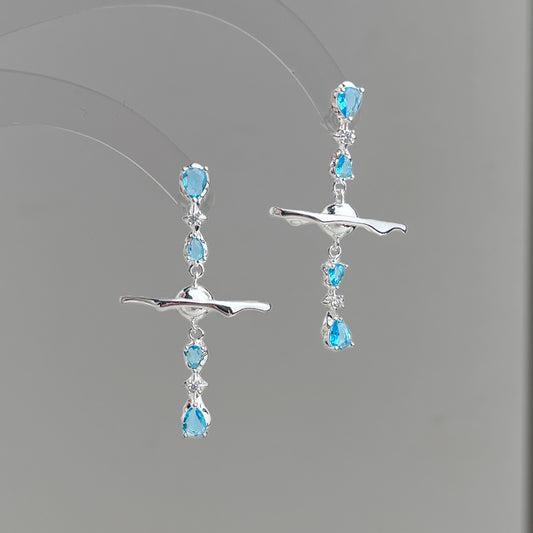 A廠【7461】原始海洋系列海藍寶鋯石清新甜美星球耳環個性小眾設計新款耳環女
 26.04-1